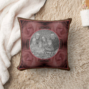 Red Rose Floral Frame Create Your Own Photo Throw Pillow