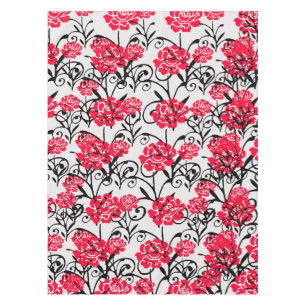 Red Rose Floral Illustration Pattern Design  Tablecloth