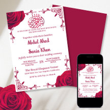 Red Rose Floral Islamic Muslim Wedding