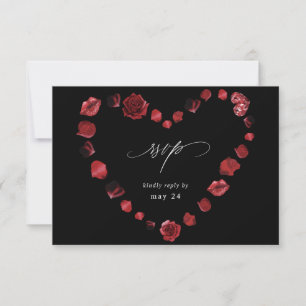 Red Rose Floral & Lips Heart w Meal RSVP - Black