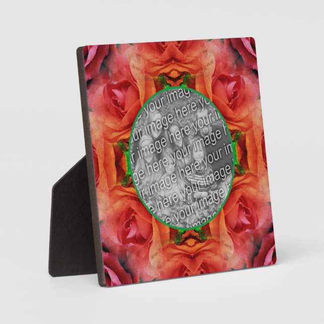 Red Rose Floral Nature Add Your Photo  Plaque (Front)