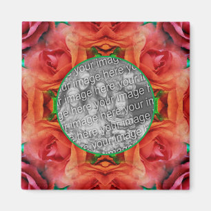 Red Rose Floral Nature Frame Add Your Photo Magnet