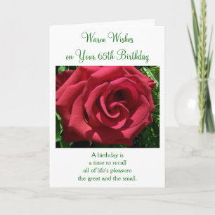 Red Rose Floral Personalised 65th Birthday Card