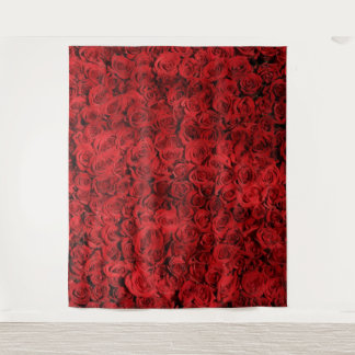 Red Rose Floral Photo Background Tapestry