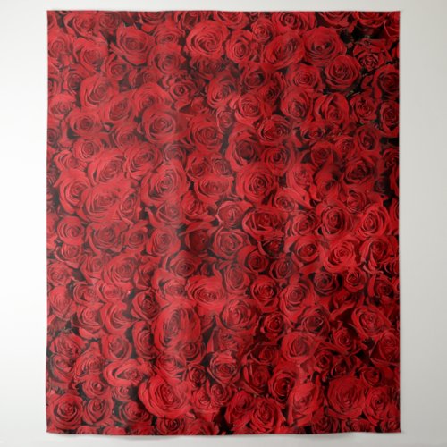 Red Rose Floral Photo Background Tapestry