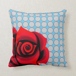 Red rose floral polka dots pattern Throw Pillow