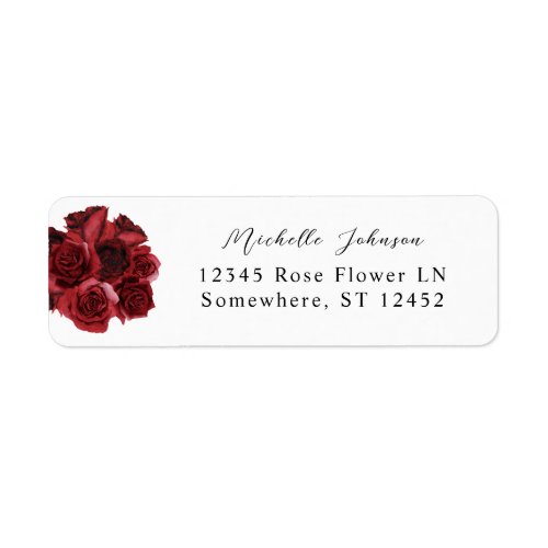 Red Rose Floral Return Address Label