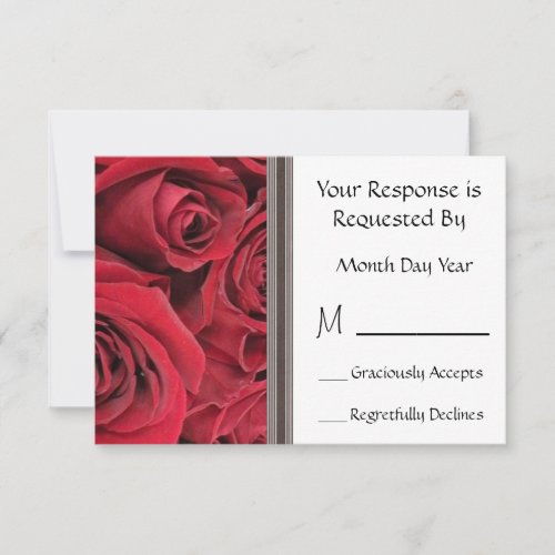 Red Rose Floral RSVP Card