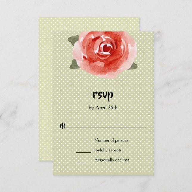 Red Rose Floral RSVP Card (Front/Back)