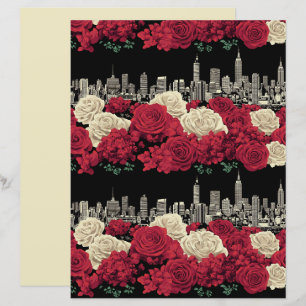Red Rose Floral Scrapbook Paper