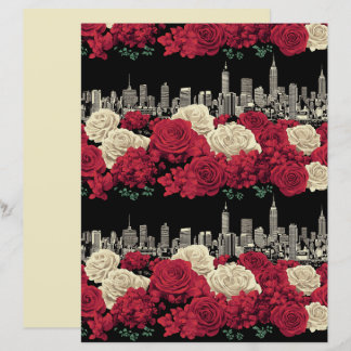 Red Rose Floral Scrapbook Paper