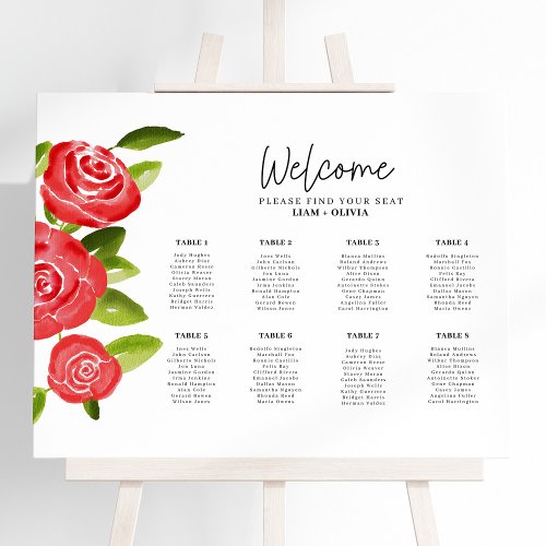 Red Rose Floral Seating Chart