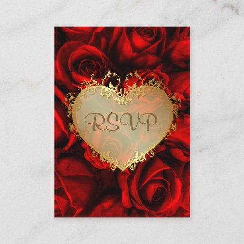 Red Rose Floral Wedding Anniversary RSVP Enclosure Card