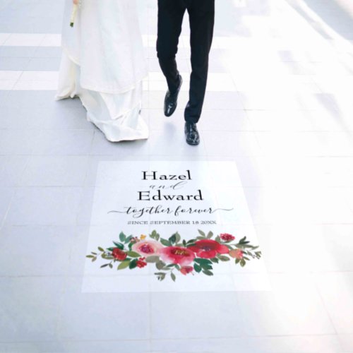 Red Rose Floral Wedding Floor Decals