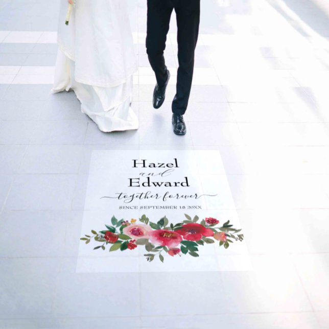 Red Rose Floral Wedding Floor Decals (Wedding)