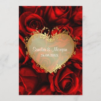 Red Rose Floral Wedding Invitation by SpiceTree_Weddings at Zazzle