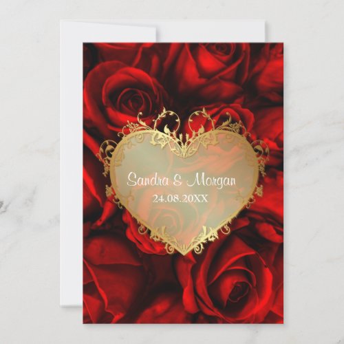 Red Rose Floral Wedding Invitation