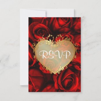 Red Rose Floral Wedding Rsvp by SpiceTree_Weddings at Zazzle