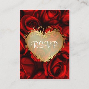 Red Rose Floral Wedding Rsvp Enclosure Card by SpiceTree_Weddings at Zazzle