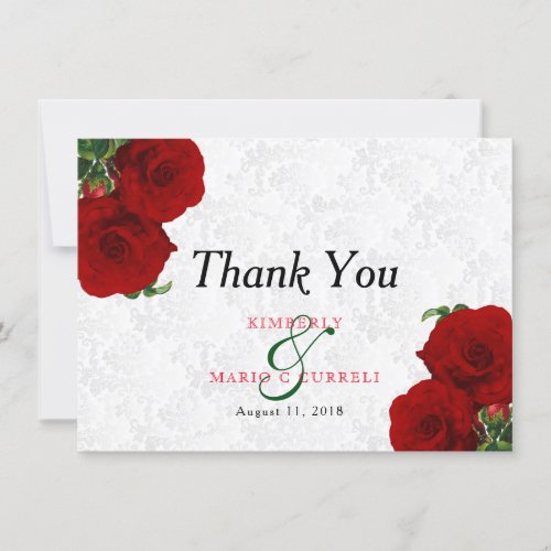 Red Rose Floral Wedding _ Thank You