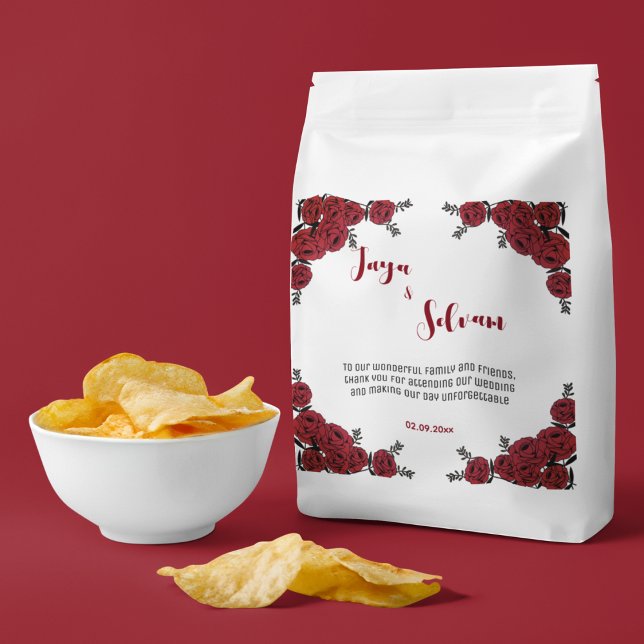 Red Rose Floral Wedding Theme Favor Bag (perfect red rose floral theme wedding favor bags)