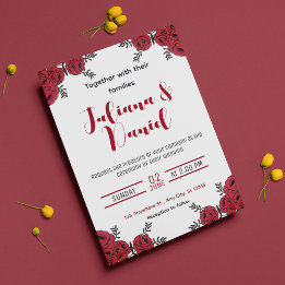 Red Rose Floral Wedding Theme Invitation
