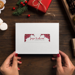 Red Rose Floral Wedding Theme Label