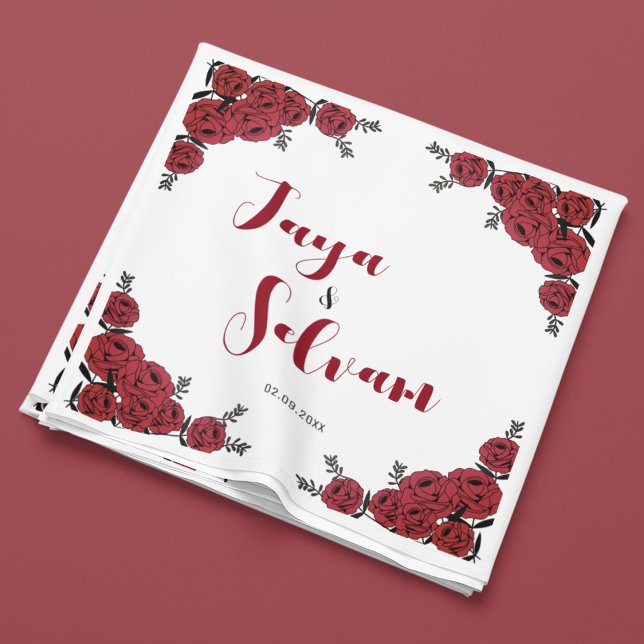 Red Rose Floral Wedding Theme Napkins (even tissues can speak about your wedding)