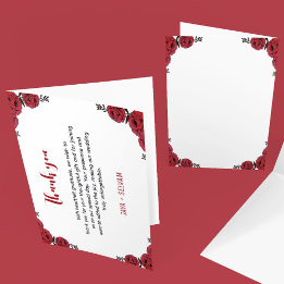 Red Rose Floral Wedding Theme Thank You Card