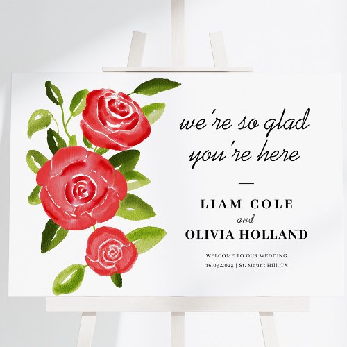 Red Rose Floral Welcome Sign