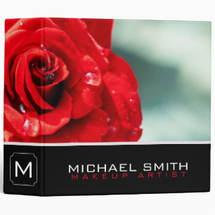 Red rose flower 3 ring binder