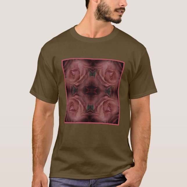 Red Rose Flower Abstract Nature Vintage T-Shirt (Front)