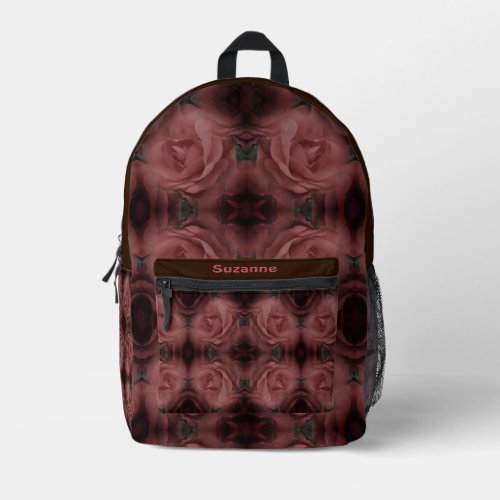 Red Rose Flower Abstract Personalized  Printed Backpack