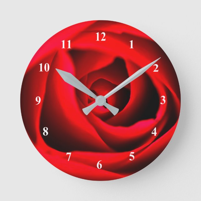 Red Rose flower Acrylic wall clock (Front)