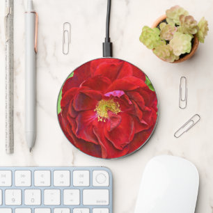 Red Rose Flower Art Charger