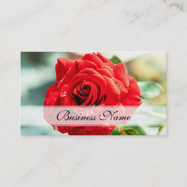 Red rose flower business card (Front)