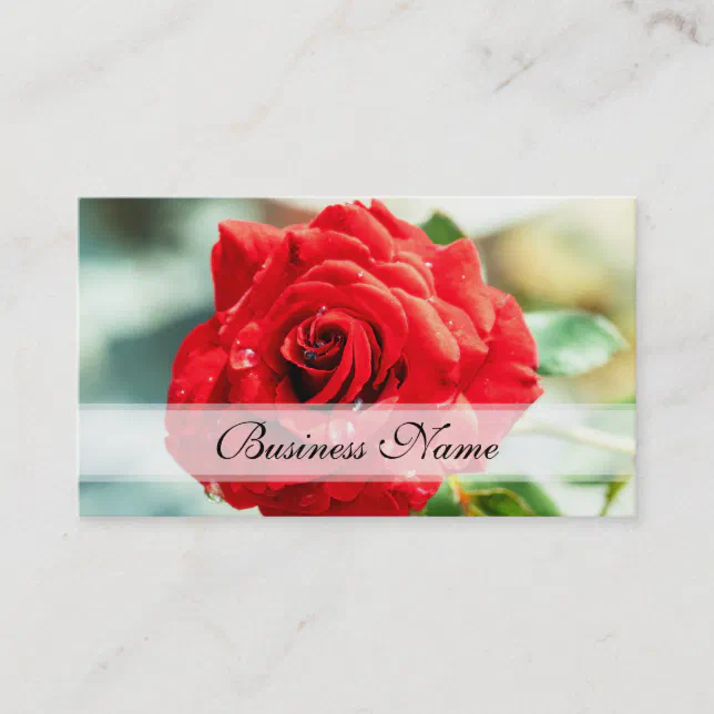 Red rose flower business card | Zazzle
