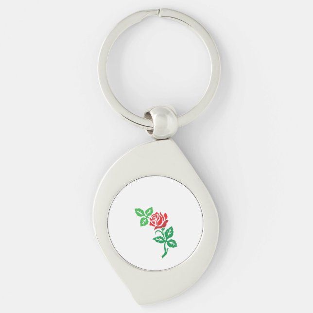 Red Rose Flower Design – Classic Floral Beauty Keychain (Front)