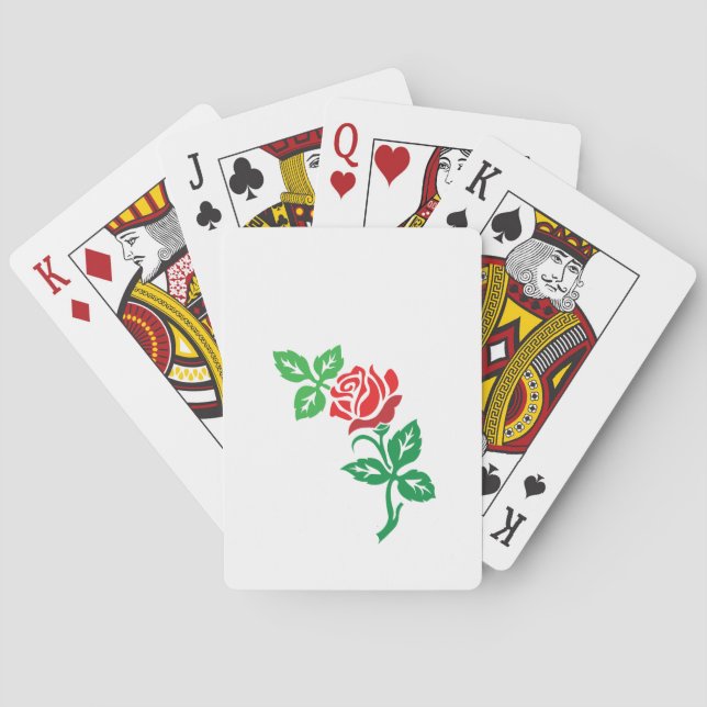Red Rose Flower Design – Classic Floral Beauty Poker Cards (Back)
