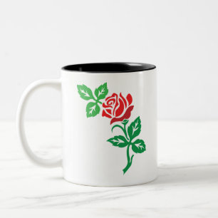 Red Rose Flower Design – Classic Floral Beauty Two-Tone Coffee Mug