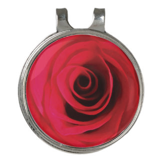 Red rose flower detail golf hat clip