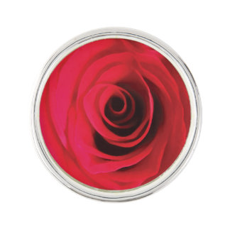 Red rose flower detail lapel pin