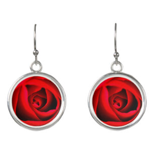 Red Rose flower Drop earrings