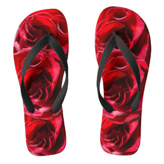 Red Rose Flower Flip Flop Shoes by DelynnAddams