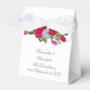 Red Rose Flower Floral Romantic Wedding Favor Boxes by personalized_wedding at Zazzle