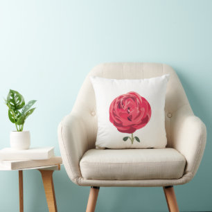 Red Rose Flower Floral Throw Pillow