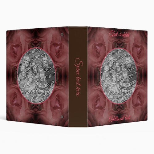 Red Rose Flower Frame Add Your Own Photo  3 Ring Binder