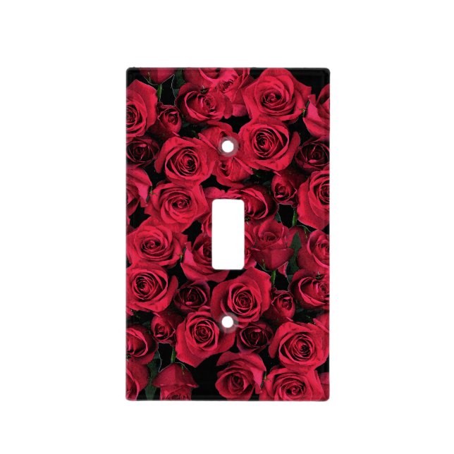 Red Rose Flower Garden Floral Light Switch Cover (Front)