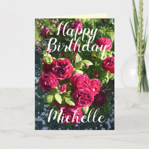 Red Rose Flower Garden floral Roses Birthday Card
