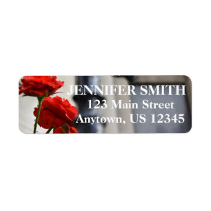 Red Rose Flower Gate Photography Personalized Label
